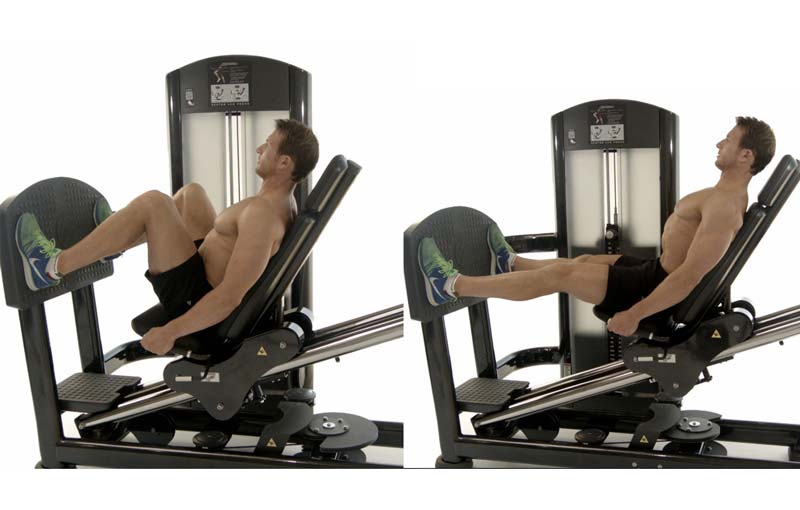 spaudimas sulenktomis kojomis leg press