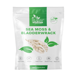 Raw Powders Sea Moss & Bladderwrack 180 kaps. (puslėtąsis guveinis su vaistiniu drebuluočiu) 